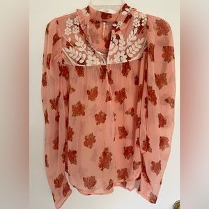 NWOT Free People Patricia Embroidered Top, New without tags extra button